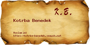 Kotrba Benedek névjegykártya